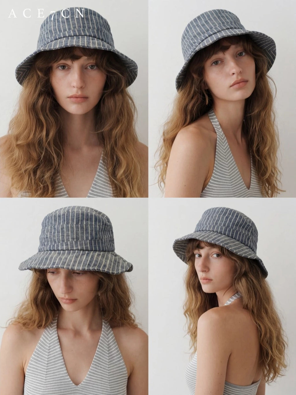 Striped Linen Bucket Hat — ACE7CN