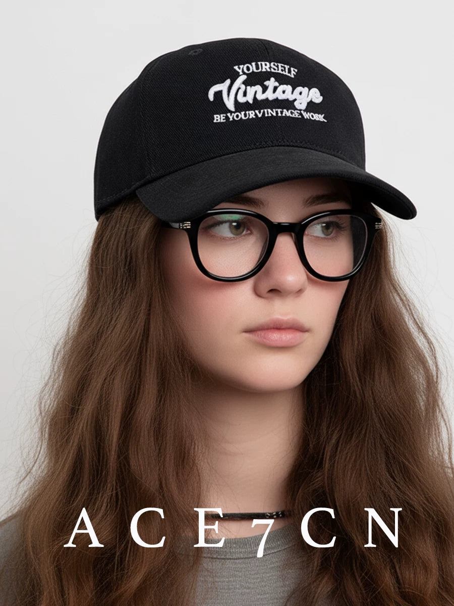 Letter-Embroidered Soft-Crown Baseball Cap — ACE7CN
