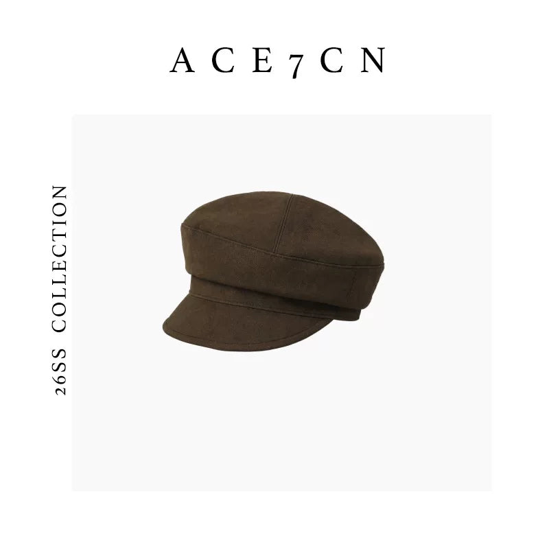 Generous-Fit Suede Octagonal Cap — ACE7CN