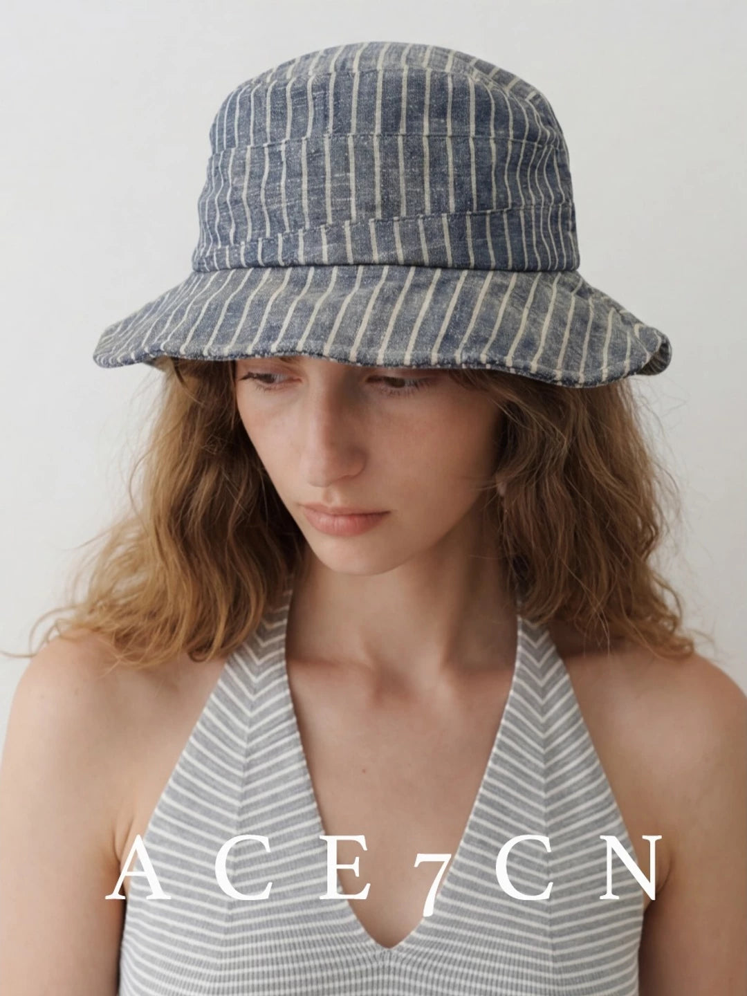 Striped Linen Bucket Hat — ACE7CN