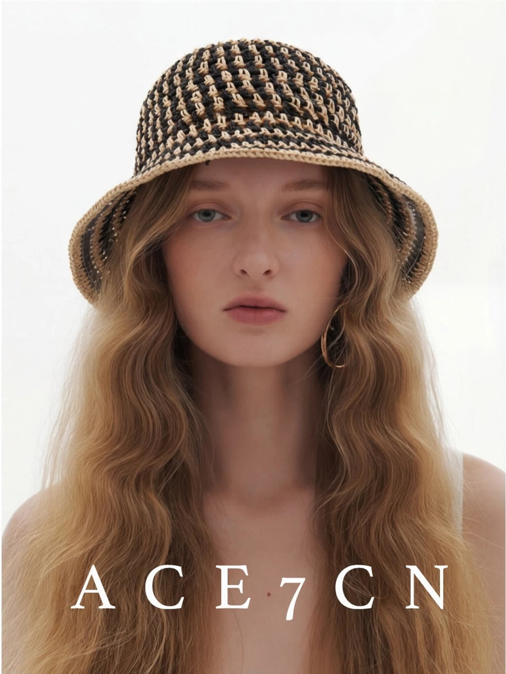 Breathable Openwork Straw Bucket Hat — ACE7CN