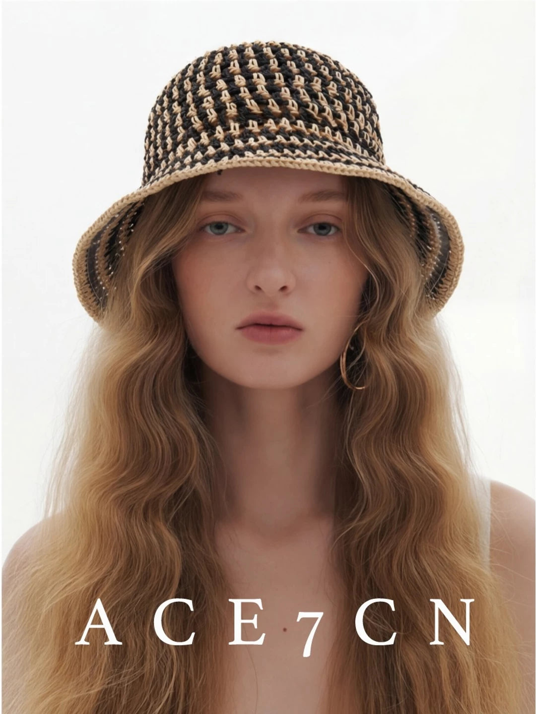 Breathable Openwork Straw Bucket Hat — ACE7CN