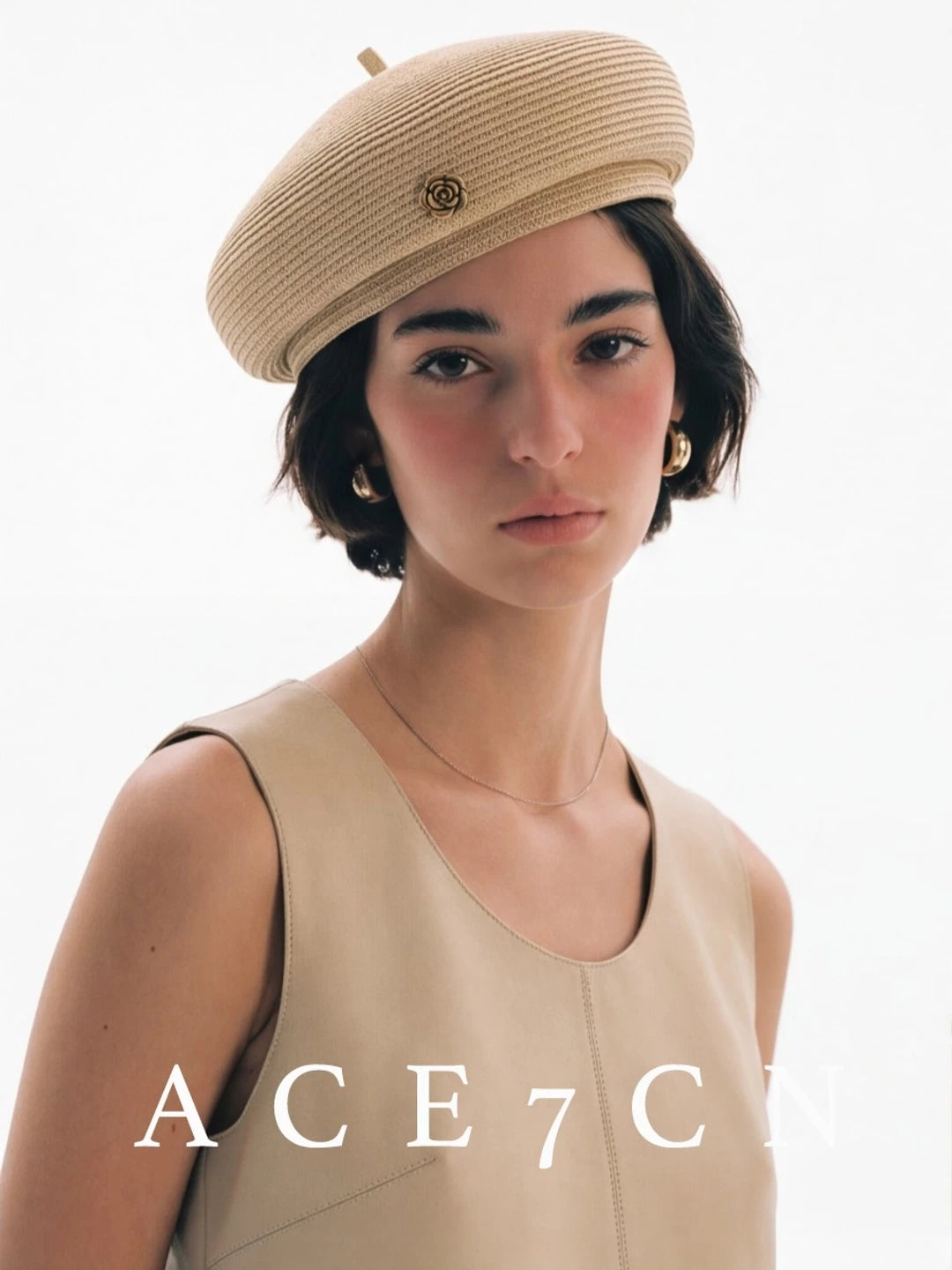 Camellia Sculpted Straw Pillbox Hat — ACE7CN