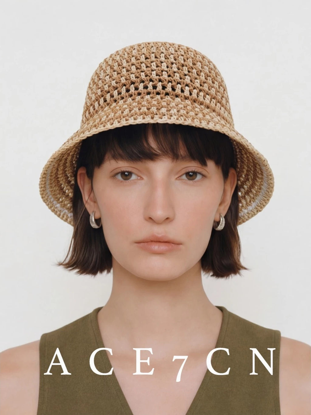 Breathable Openwork Straw Bucket Hat — ACE7CN