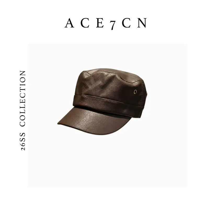 Matte Faux-Leather Equestrian Cap — ACE7CN