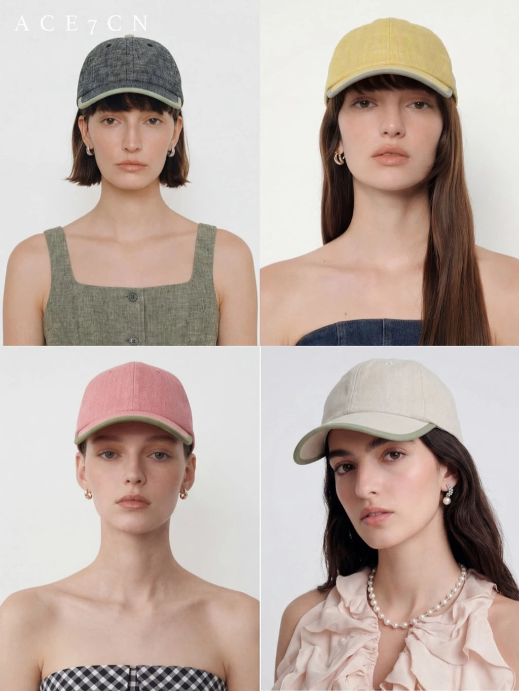 Bound-Edge Linen Baseball Cap — ACE7CN