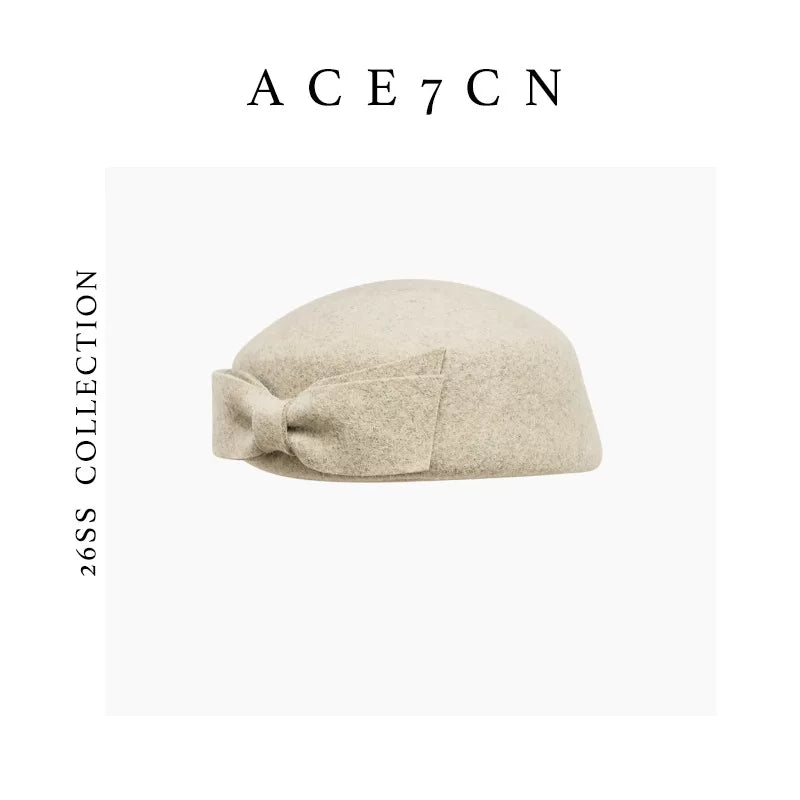 Bow-Detail Wool Felt Painter Beret — ACE7CN