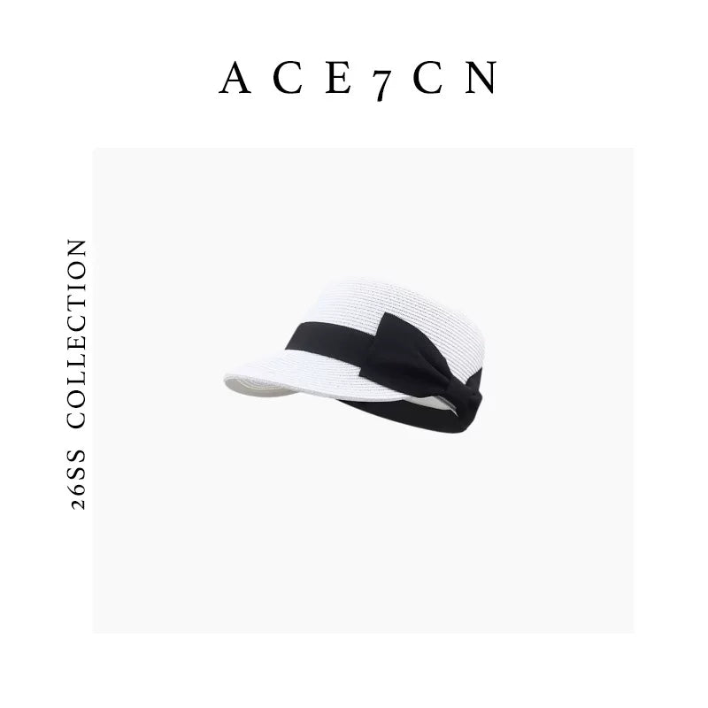 Oversized-Bow Straw Sun Hat — ACE7CN