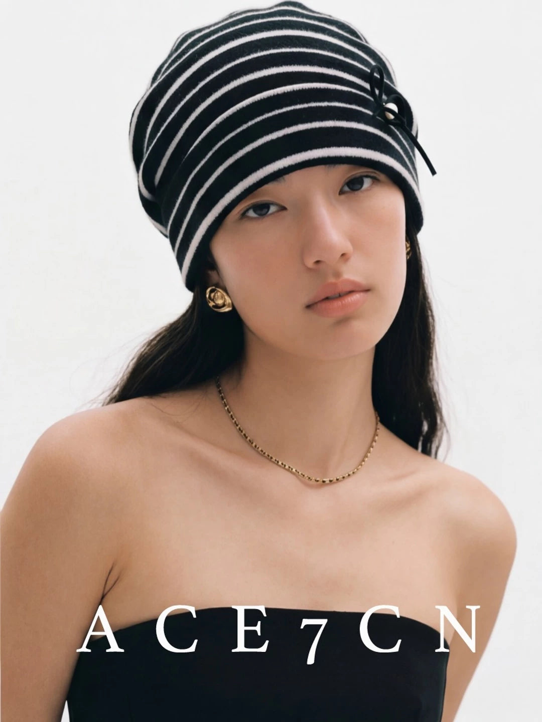 Striped Knit Slouch Beanie — ACE7CN