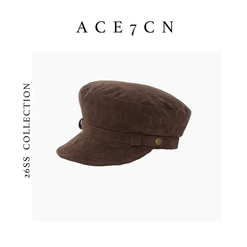 Suede Flat-Top Newsboy Cap — ACE7CN