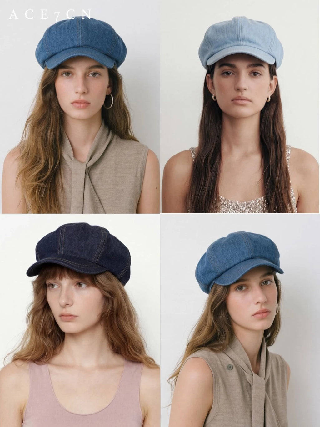 Denim Octagonal Newsboy Cap — ACE7CN