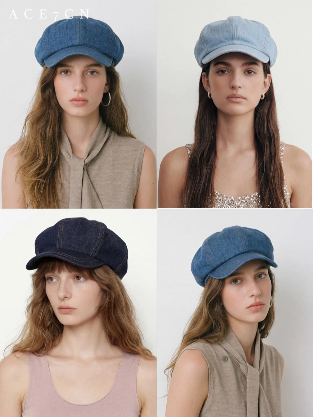 Denim Octagonal Newsboy Cap — ACE7CN
