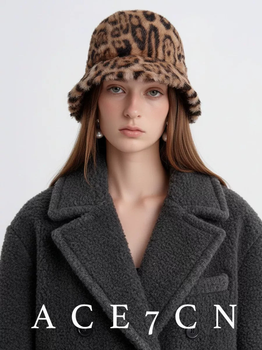 Leopard-Spot Faux-Fur Bucket Hat — ACE7CN