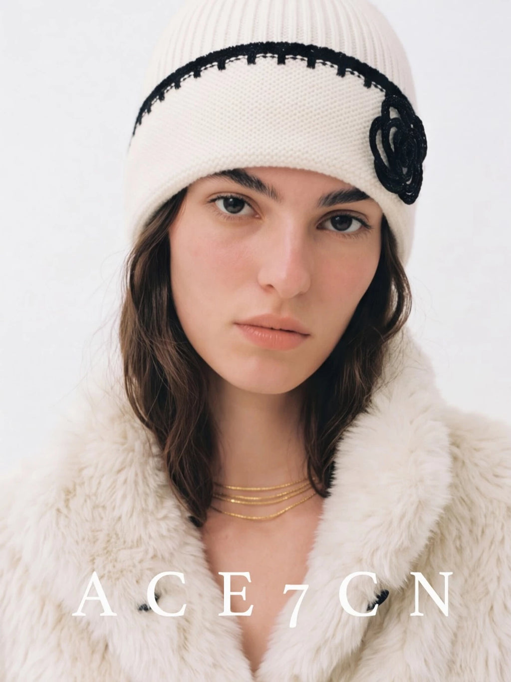 Tweed-Effect Knit Beanie — ACE7CN