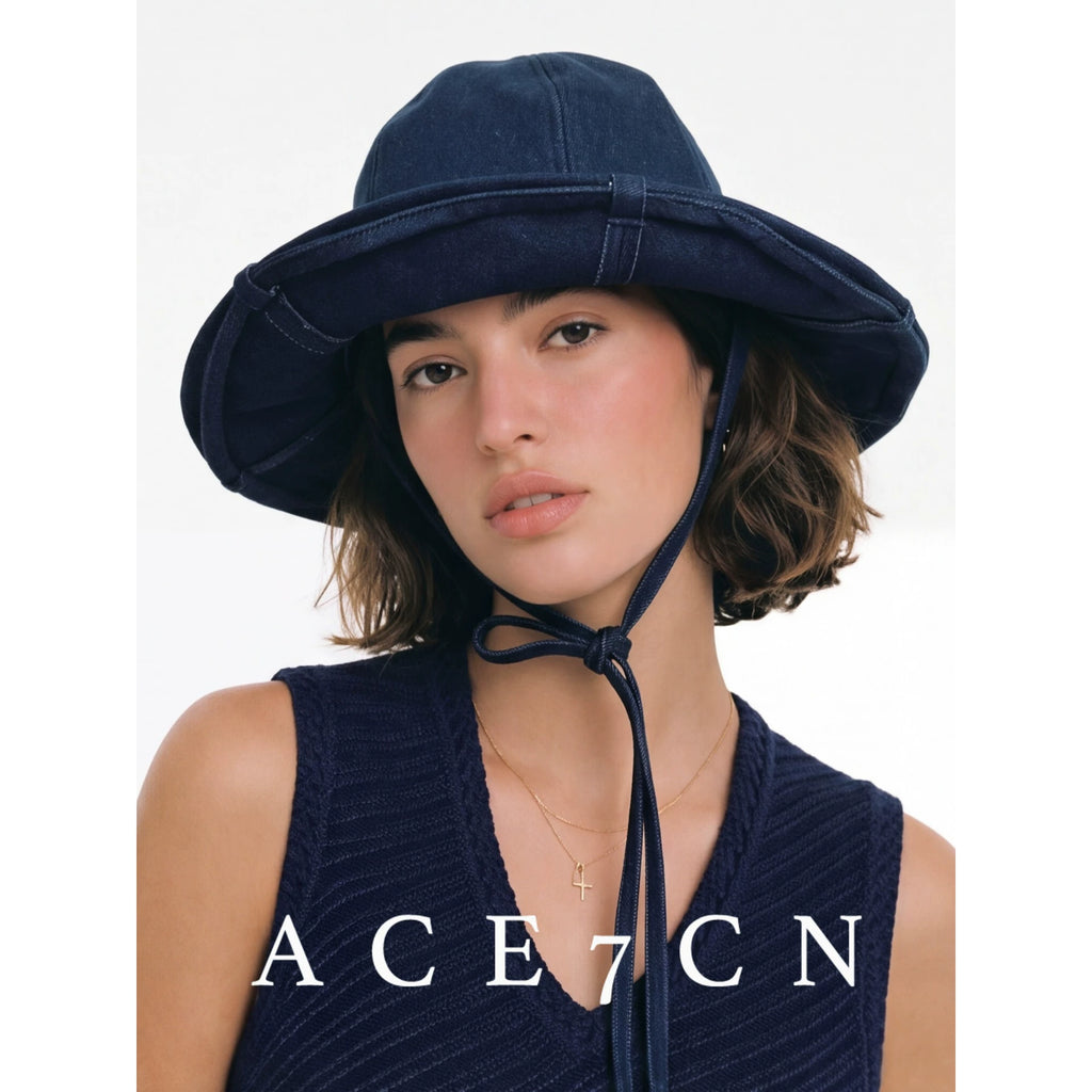 Convertible Washed Denim Bucket Hat — ACE7CN