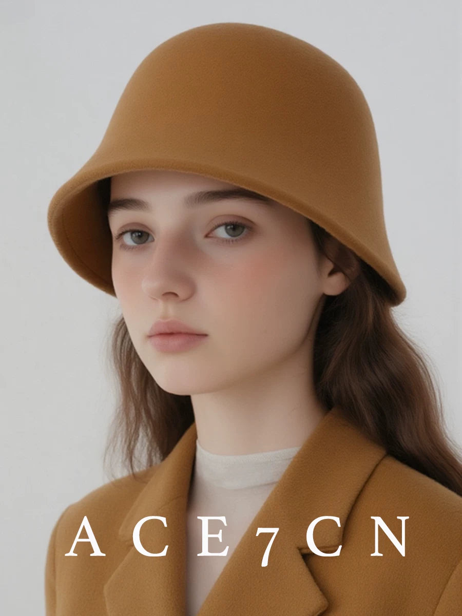 100 Wool Bucket Hat Women Autumn-Winter Warm