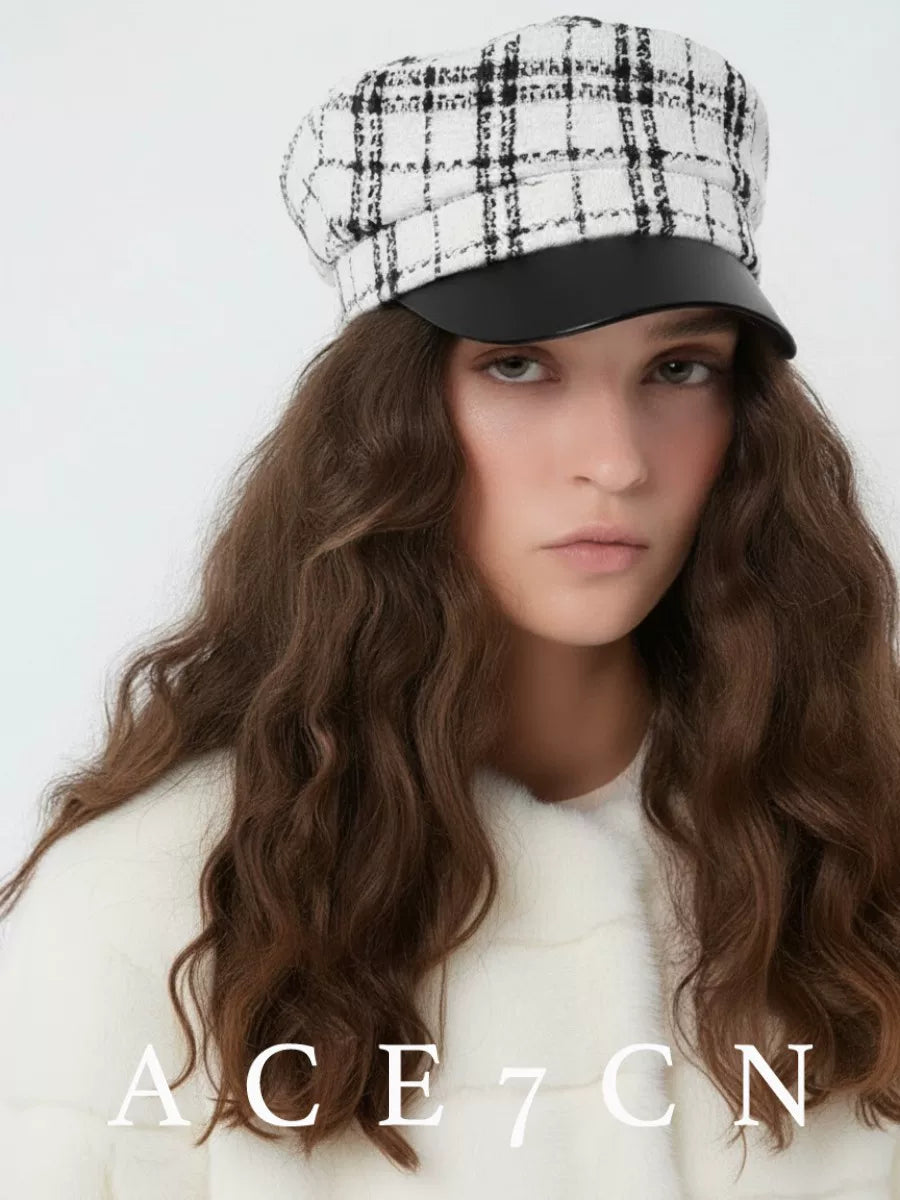Plaid Tweed Equestrian Cap — ACE7CN