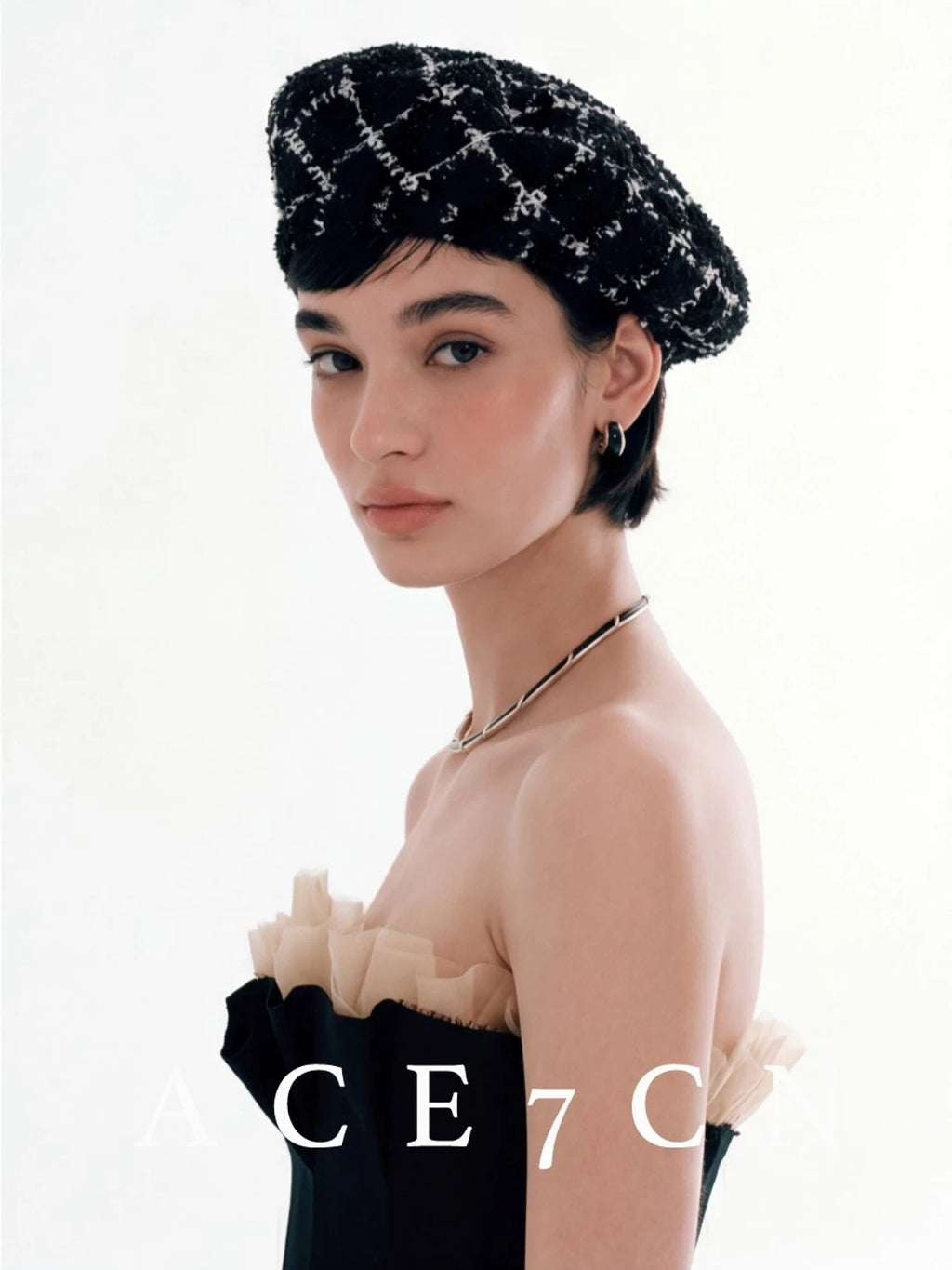 Plaid Tweed Beret — ACE7CN