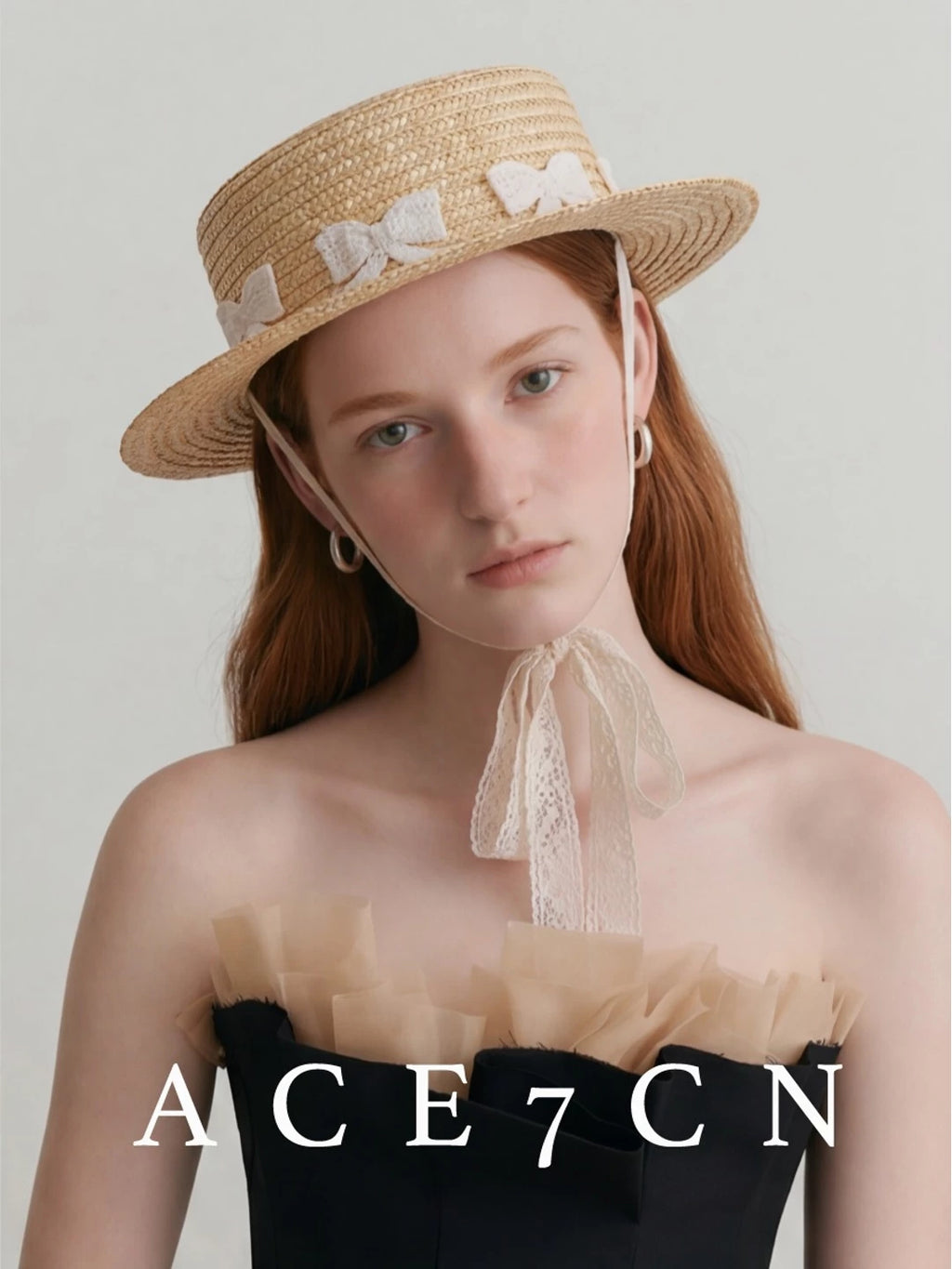 Bow-Detail Wheat-Straw Fedora — ACE7CN