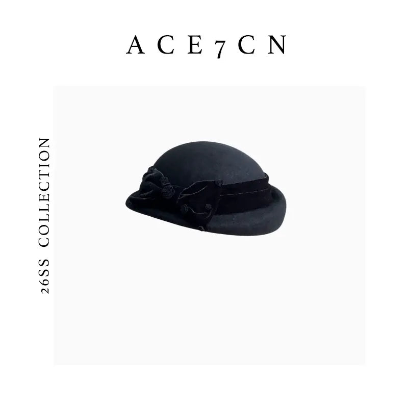 Velvet-Bow Wool Pillbox Hat — ACE7CN