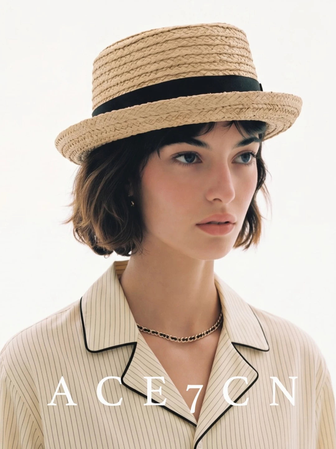 Roll-Brim Raffia Fedora — ACE7CN