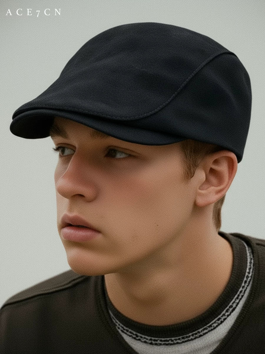 Distressed Suede Newsboy Cap — ACE7CN