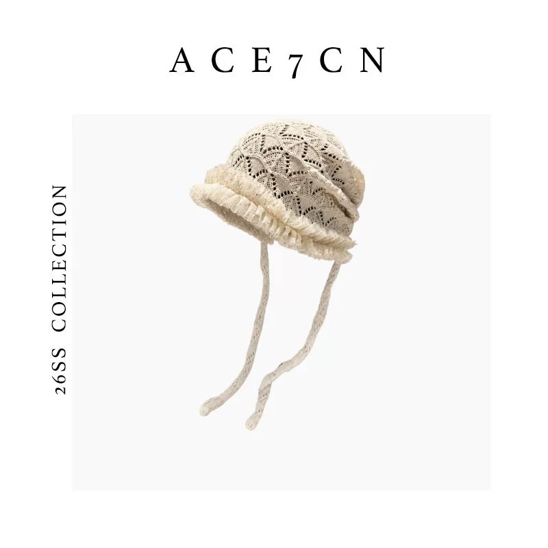 Openwork Crochet Lace Head Scarf Hat — ACE7CN