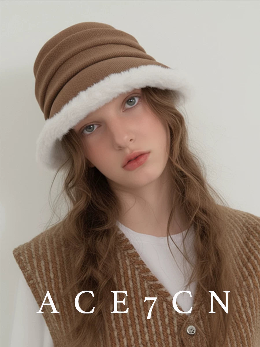 Shearling-Effect Cloche Bucket Hat — ACE7CN