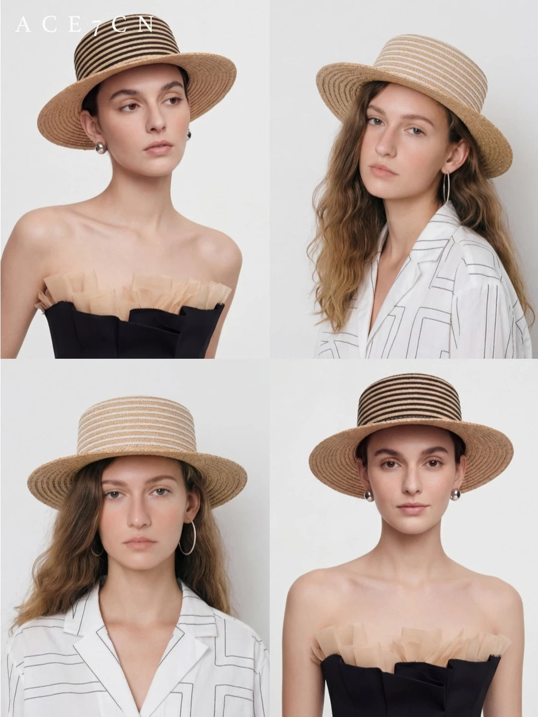 Striped Raffia Sun Hat — ACE7CN