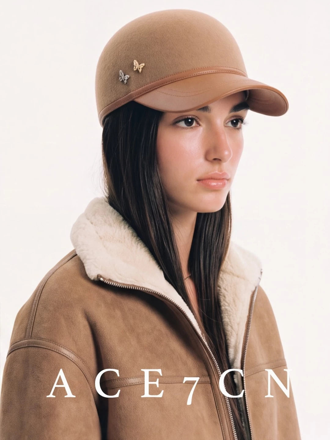 Leather-Peak Wool Felt Equestrian Cap — ACE7CN
