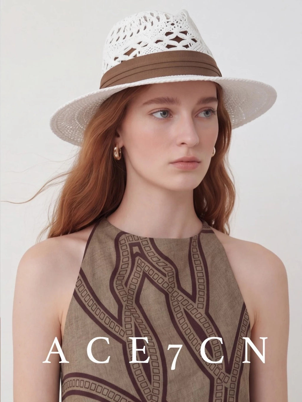 Openwork Hand-Woven Straw Fedora — ACE7CN
