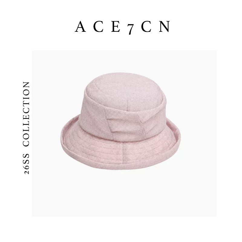 Pleated Roll-Brim Bucket Hat — ACE7CN