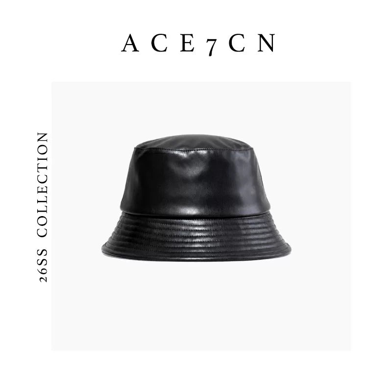 Faux-Leather Lampshade Bucket Hat — ACE7CN