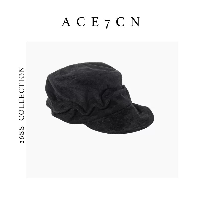 Japanese Niche Handmade Suede Flat-Top Hat Outdoor Riding