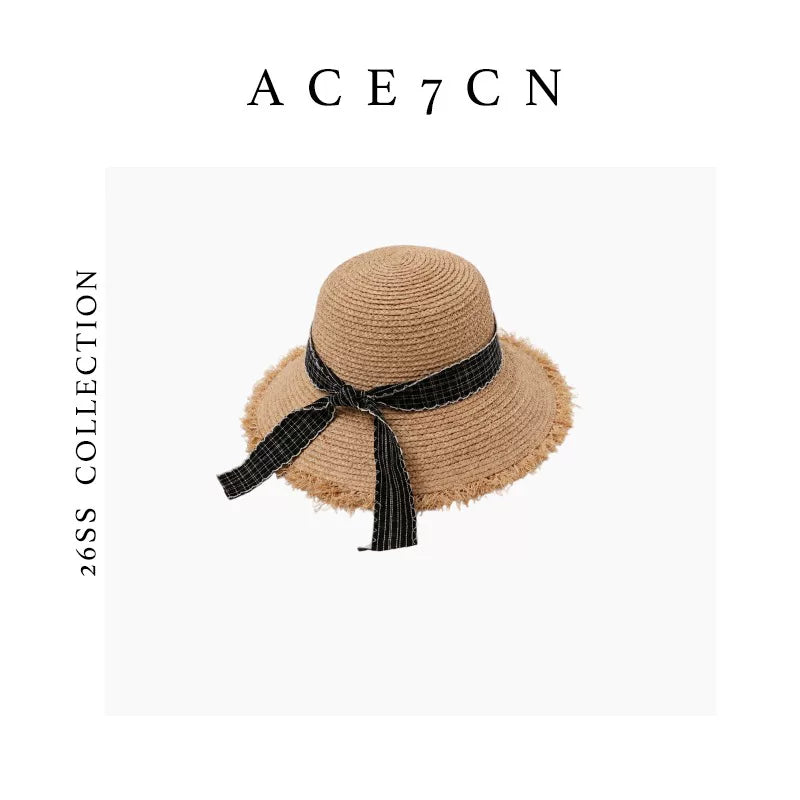 Bow-Detail Raffia Sun Hat — ACE7CN