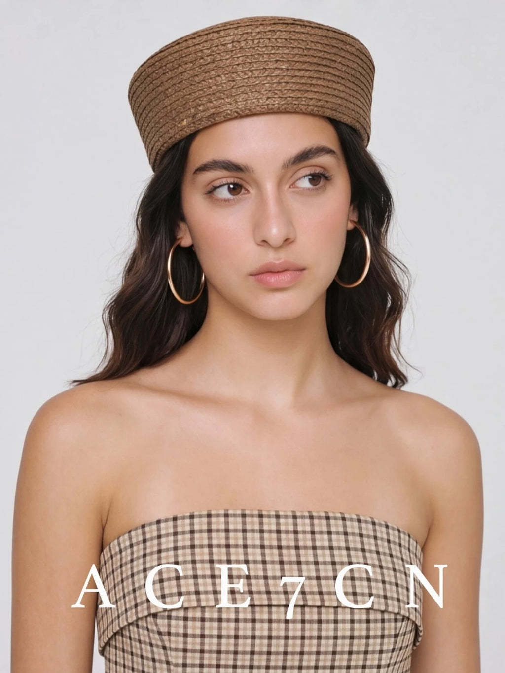 Round-Crown Raffia Pillbox Hat — ACE7CN