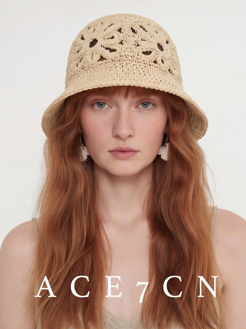 Airy Openwork Straw Bucket Hat — ACE7CN