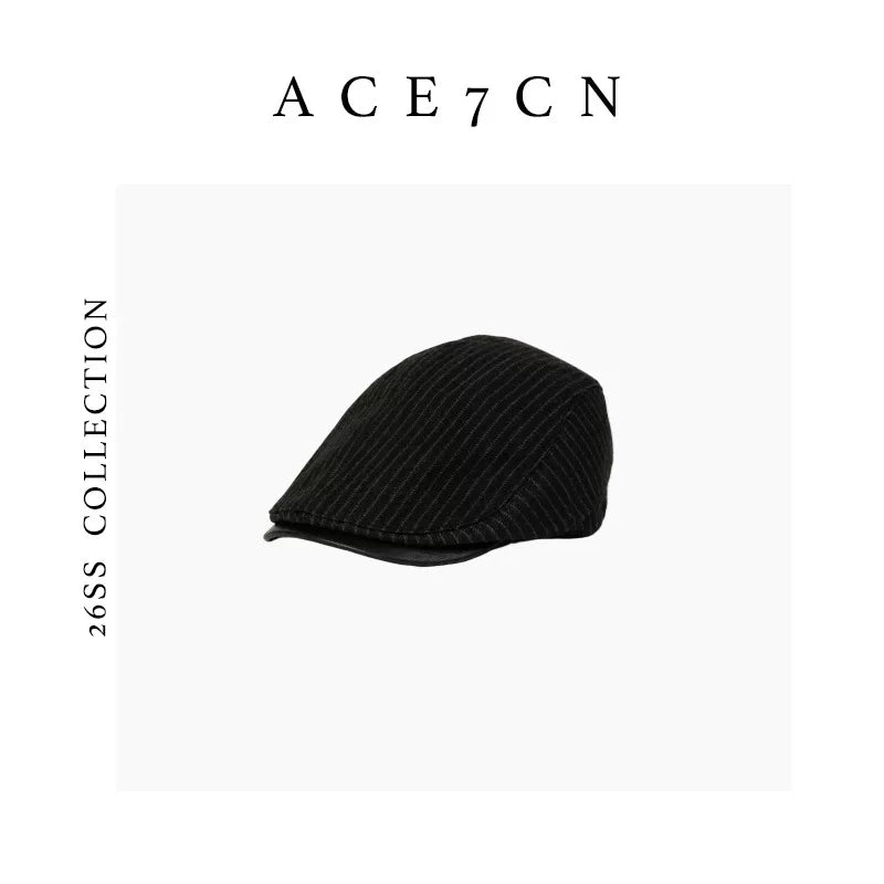 Fine-Stripe Flat Cap — ACE7CN