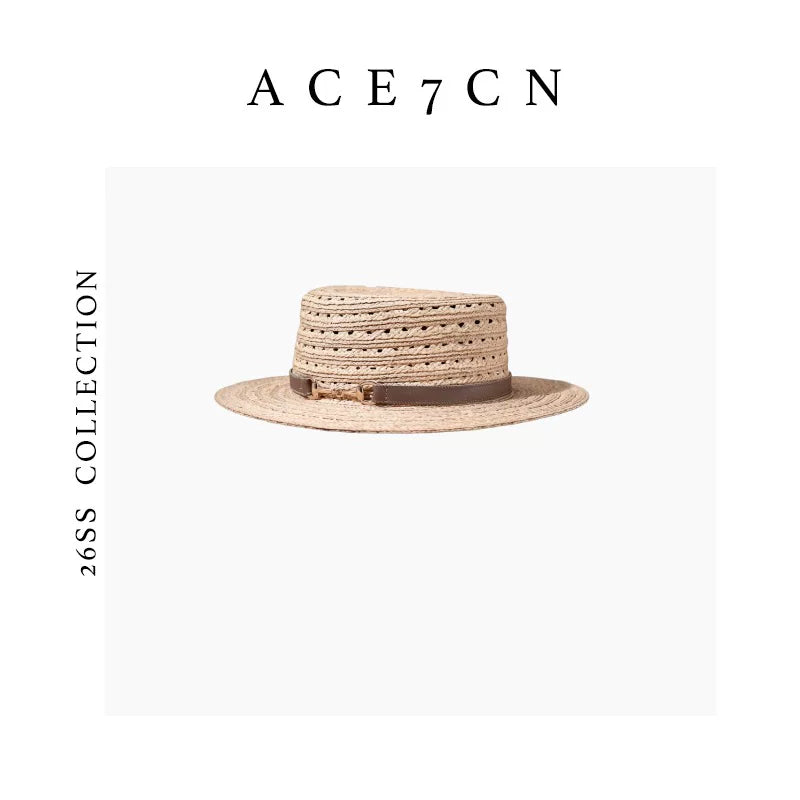 Openwork Wide-Brim Raffia Boater — ACE7CN