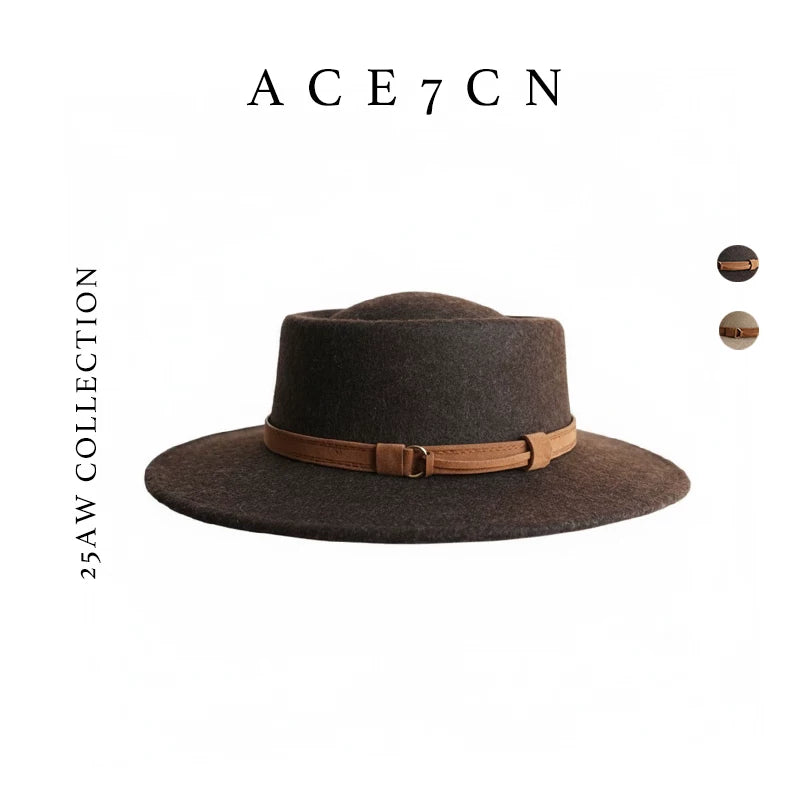 Buckle-Belt Wool Panama Hat — ACE7CN