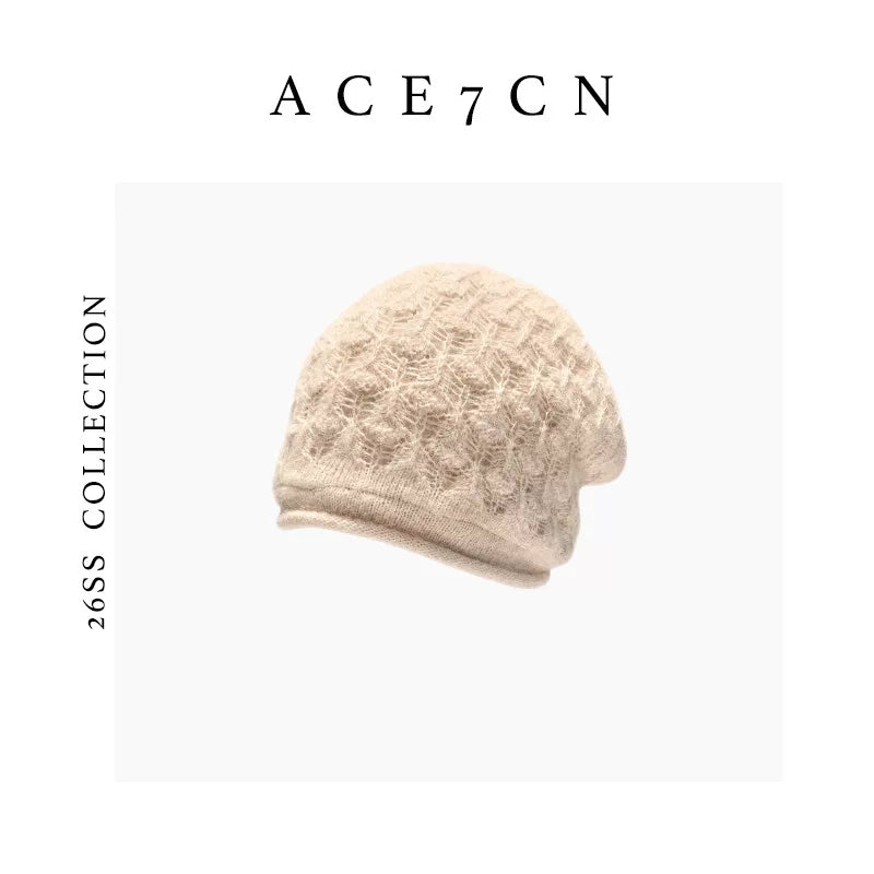 Hand-Crochet Wool-Angora Plush Beanie — ACE7CN