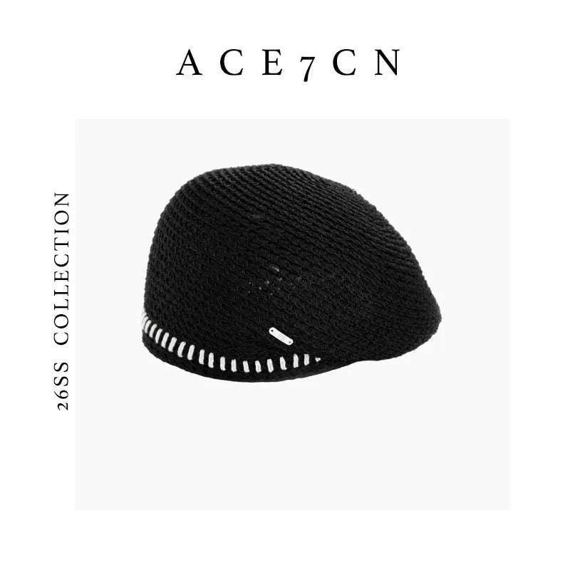 Hand-Stitched Openwork Painter Beret — ACE7CN