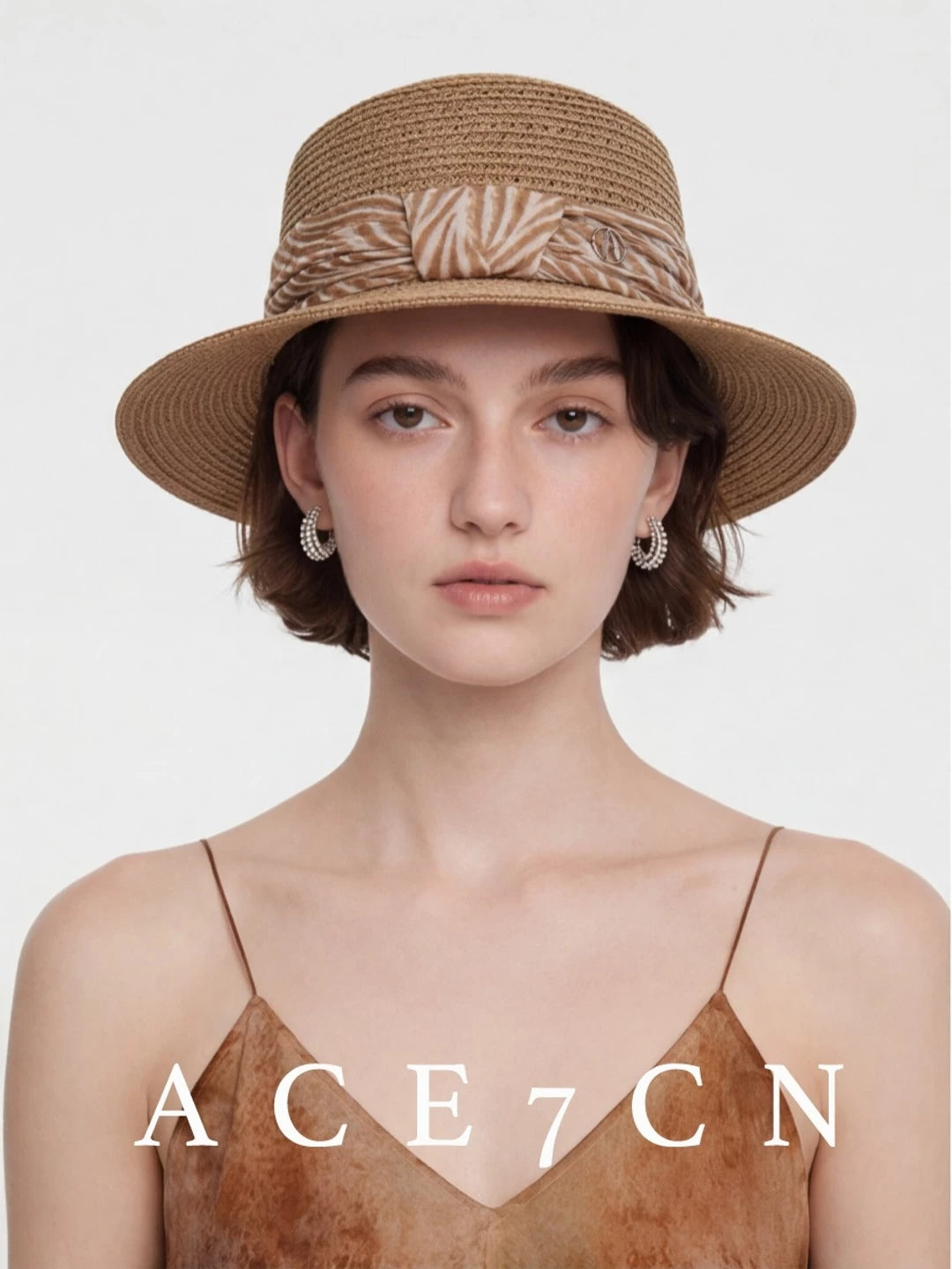 Pleated-Ribbon Wide-Brim Straw Panama Hat — ACE7CN