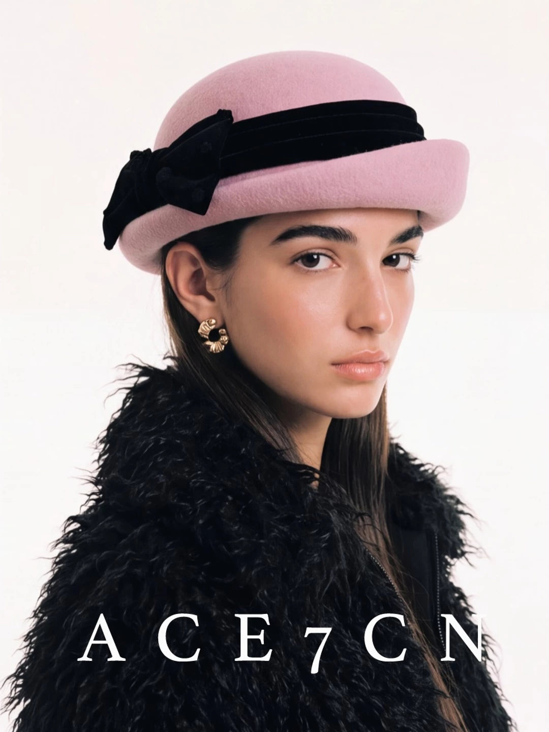 Japanese Vintage Hepburn 100 Wool Pillbox Hat Bow