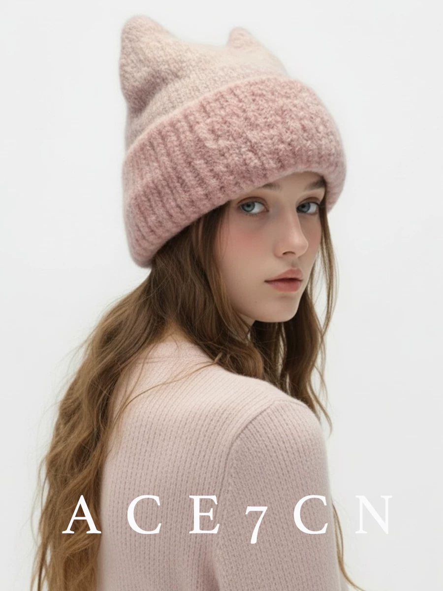 Fluffy Cat-Ear Ear-Flap Beanie — ACE7CN
