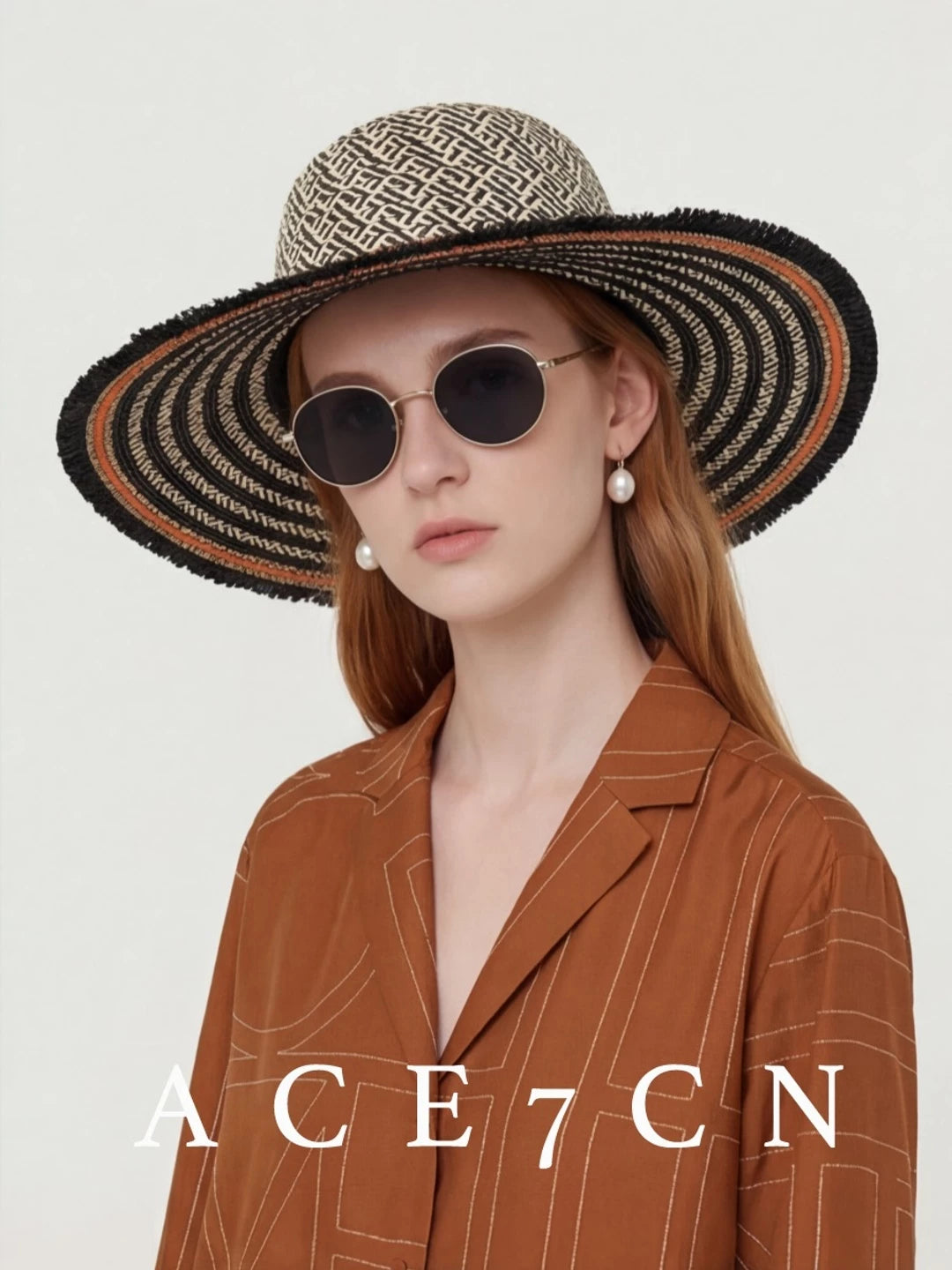 Color-Block Straw Sun Hat — ACE7CN