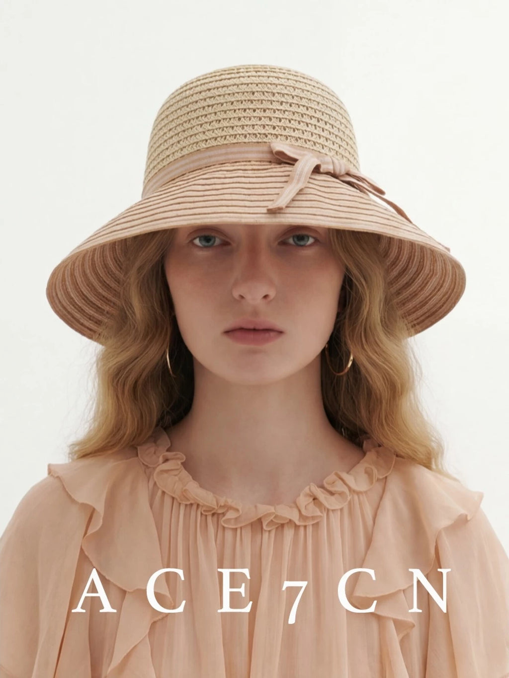 Bow-Trim Straw Sun Hat — ACE7CN