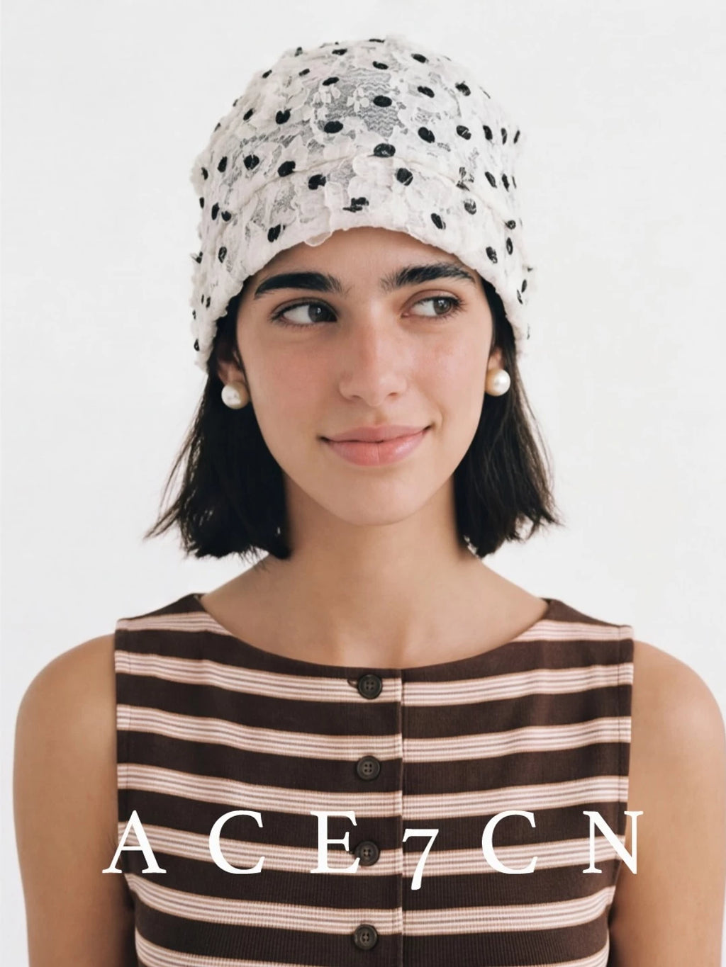 Petal-Pleat Polka-Dot Turban Hat — ACE7CN