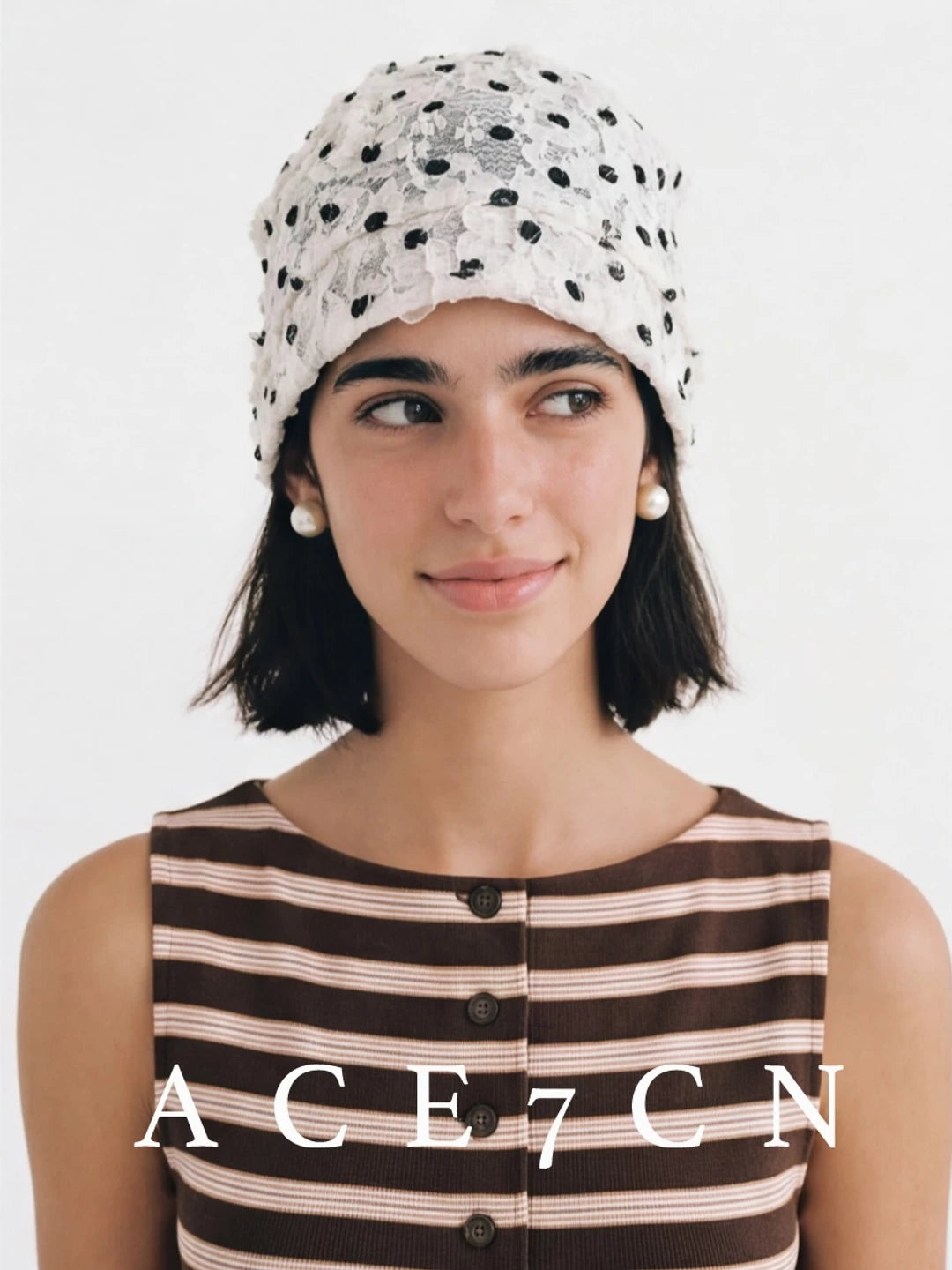 Petal-Pleat Polka-Dot Turban Hat — ACE7CN