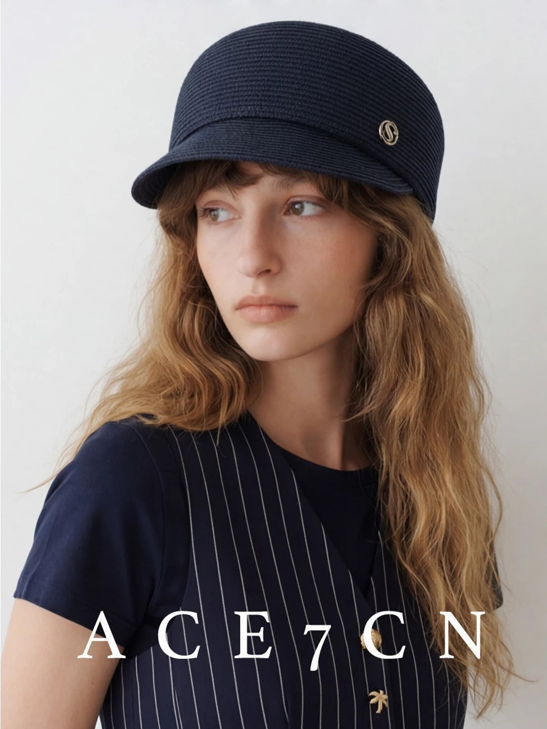 Intricate-Weave Straw Equestrian Cap — ACE7CN